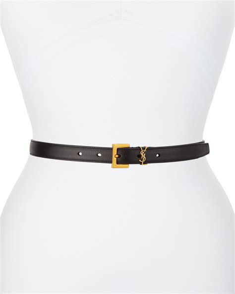 western double buckle belt ysl|YSL monogram leather belt.